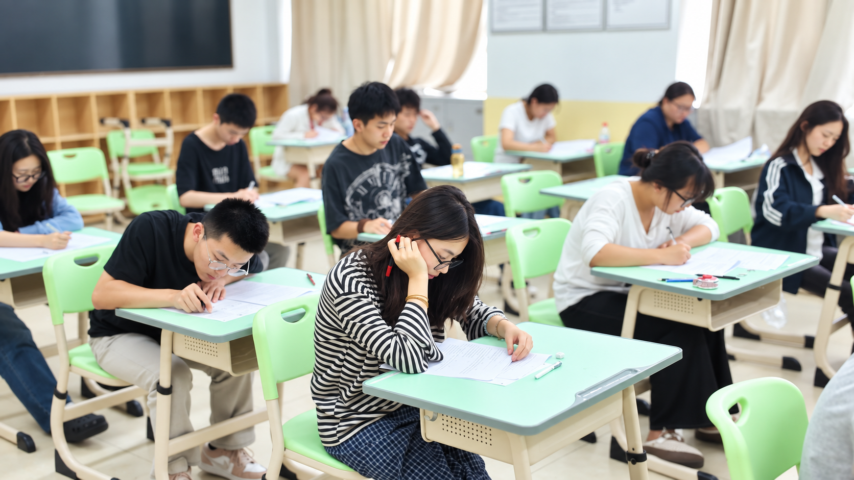 学生在教室复习